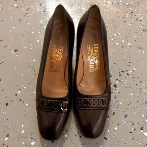 Salvatore Ferragamo Black Leather Heels